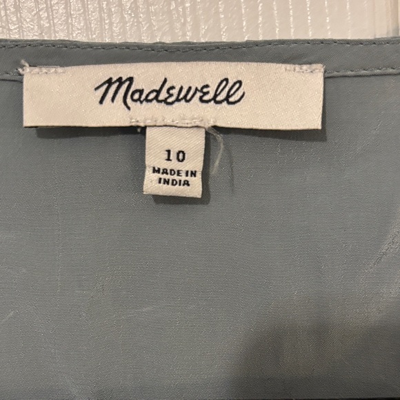 Madewell Satin Peplum Wrap Top in Dusty Blue size 10 - Picture 4 of 8